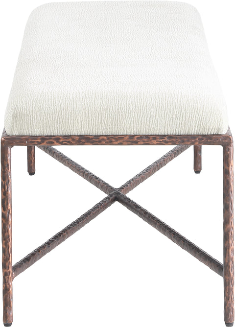 Estelle Cream Chenille Fabric Upholstered Bench, 1 Piece (Style 6)