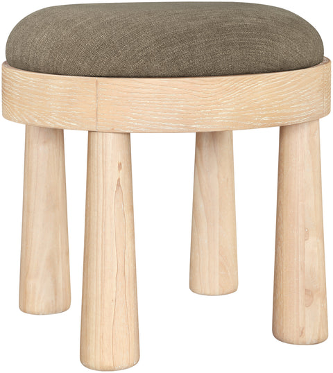 Rhea Brown Linen Textured Fabric Upholstered Ottoman, 1 Piece