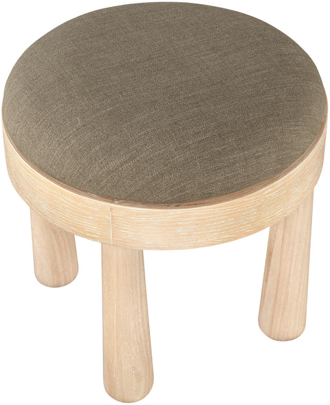Rhea Brown Linen Textured Fabric Upholstered Ottoman, 1 Piece