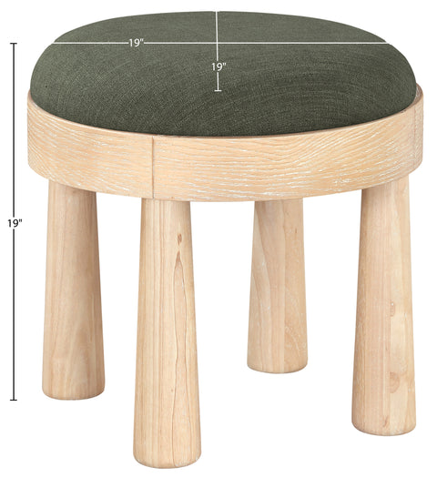 Rhea Olive Linen Textured Fabric Upholstered Ottoman, 1 Piece