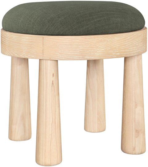 Rhea Olive Linen Textured Fabric Upholstered Ottoman, 1 Piece