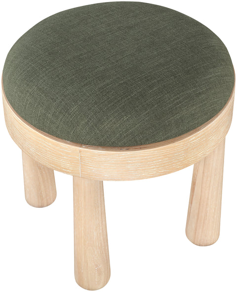 Rhea Olive Linen Textured Fabric Upholstered Ottoman, 1 Piece