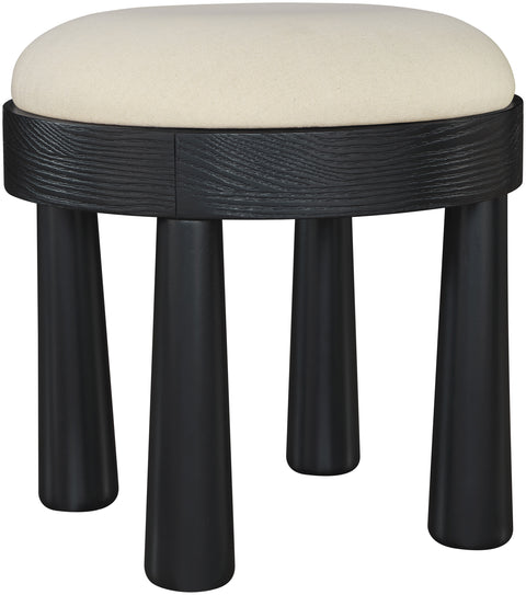 Rhea Cream Linen Textured Fabric Upholstered Ottoman, 1 Piece (Style 2)