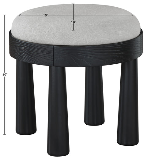 Rhea Grey Linen Textured Fabric Upholstered Ottoman, 1 Piece