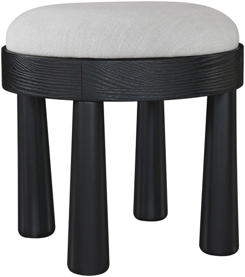Rhea Grey Linen Textured Fabric Upholstered Ottoman, 1 Piece