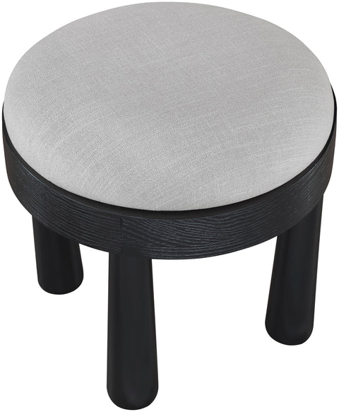 Rhea Grey Linen Textured Fabric Upholstered Ottoman, 1 Piece
