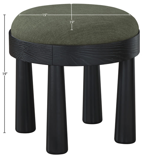 Rhea Olive Linen Textured Fabric Upholstered Ottoman, 1 Piece (Style 2)