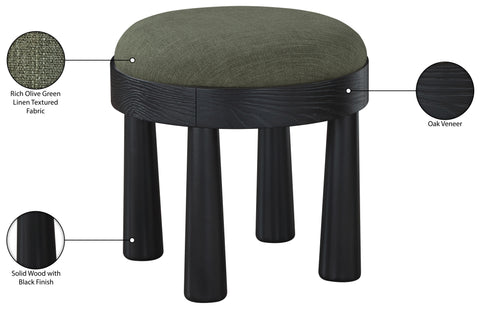 Rhea Olive Linen Textured Fabric Upholstered Ottoman, 1 Piece (Style 2)