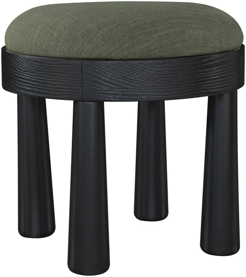 Rhea Olive Linen Textured Fabric Upholstered Ottoman, 1 Piece (Style 2)