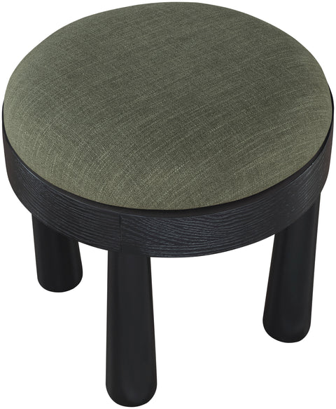 Rhea Olive Linen Textured Fabric Upholstered Ottoman, 1 Piece (Style 2)