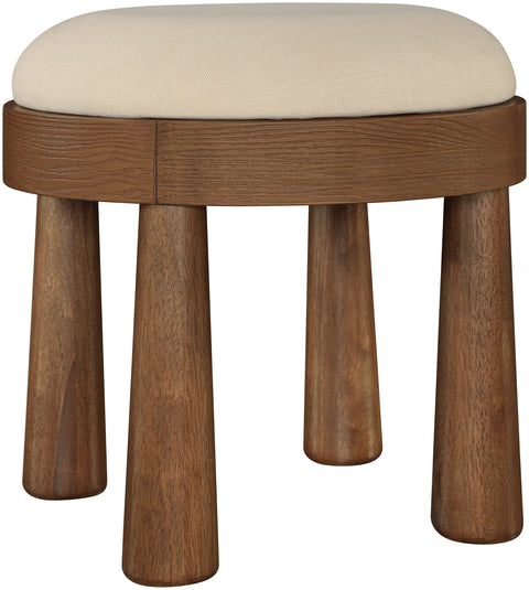 Rhea Beige Linen Textured Fabric Upholstered Ottoman, 1 Piece (Style 2)