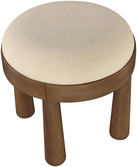 Rhea Beige Linen Textured Fabric Upholstered Ottoman, 1 Piece (Style 2)