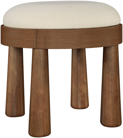 Rhea Cream Linen Textured Fabric Upholstered Ottoman, 1 Piece (Style 3)