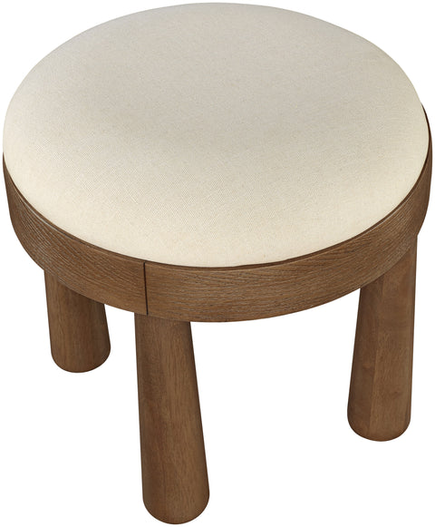Rhea Cream Linen Textured Fabric Upholstered Ottoman, 1 Piece (Style 3)