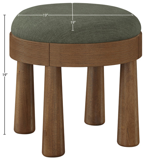 Rhea Olive Linen Textured Fabric Upholstered Ottoman, 1 Piece (Style 3)