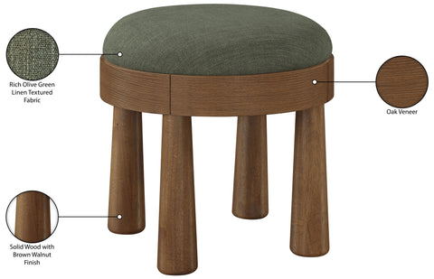 Rhea Olive Linen Textured Fabric Upholstered Ottoman, 1 Piece (Style 3)