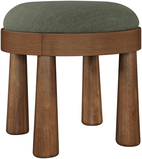 Rhea Olive Linen Textured Fabric Upholstered Ottoman, 1 Piece (Style 3)