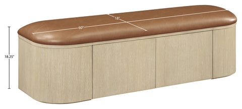 Nova Cognac Vegan Leather Upholstered Storage Bench, 1 Piece