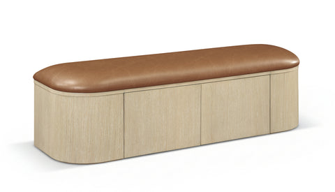 Nova Cognac Vegan Leather Upholstered Storage Bench, 1 Piece