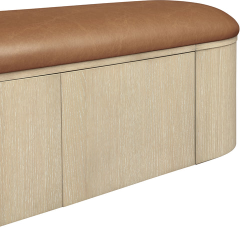 Nova Cognac Vegan Leather Upholstered Storage Bench, 1 Piece