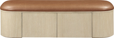 Nova Cognac Vegan Leather Upholstered Storage Bench, 1 Piece