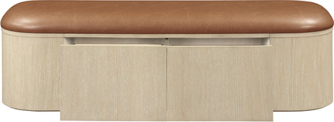 Nova Cognac Vegan Leather Upholstered Storage Bench, 1 Piece