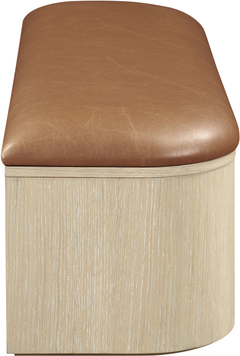 Nova Cognac Vegan Leather Upholstered Storage Bench, 1 Piece