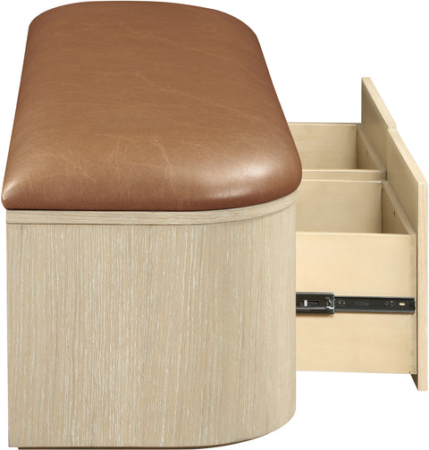Nova Cognac Vegan Leather Upholstered Storage Bench, 1 Piece