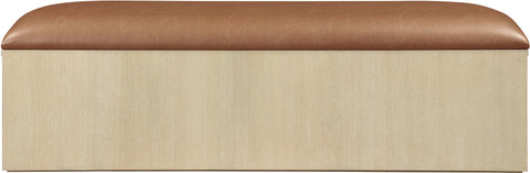 Nova Cognac Vegan Leather Upholstered Storage Bench, 1 Piece