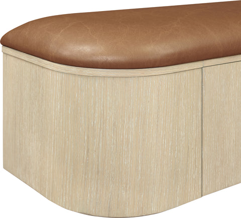 Nova Cognac Vegan Leather Upholstered Storage Bench, 1 Piece