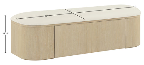 Nova Cream Vegan Leather Upholstered Storage Bench, 1 Piece