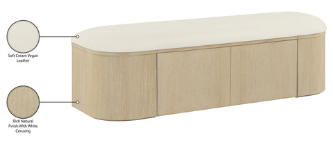 Nova Cream Vegan Leather Upholstered Storage Bench, 1 Piece