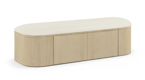 Nova Cream Vegan Leather Upholstered Storage Bench, 1 Piece