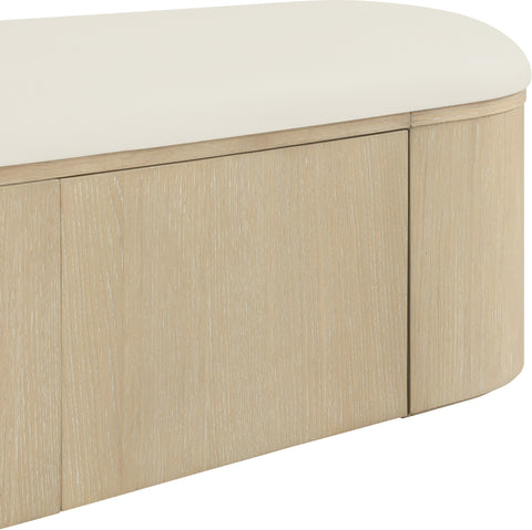 Nova Cream Vegan Leather Upholstered Storage Bench, 1 Piece