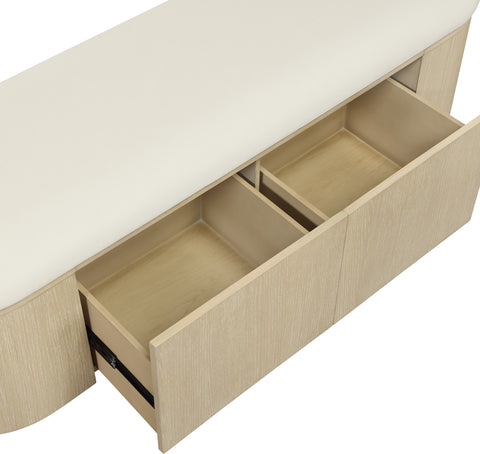 Nova Cream Vegan Leather Upholstered Storage Bench, 1 Piece