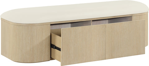 Nova Cream Vegan Leather Upholstered Storage Bench, 1 Piece