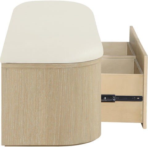 Nova Cream Vegan Leather Upholstered Storage Bench, 1 Piece