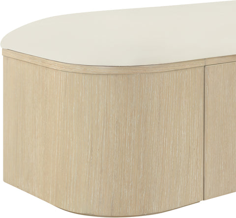 Nova Cream Vegan Leather Upholstered Storage Bench, 1 Piece