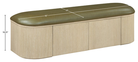 Nova Olive Vegan Leather Upholstered Storage Bench, 1 Piece