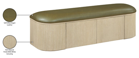 Nova Olive Vegan Leather Upholstered Storage Bench, 1 Piece