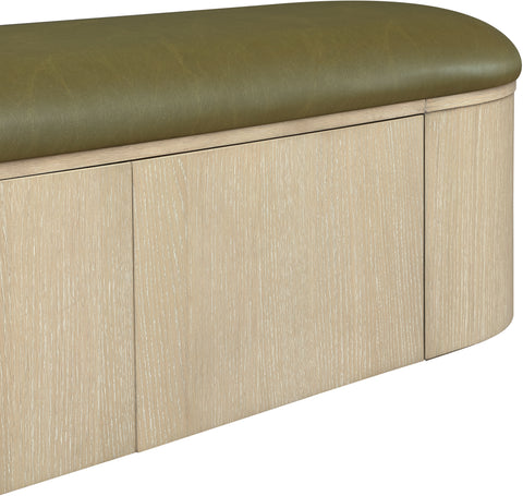 Nova Olive Vegan Leather Upholstered Storage Bench, 1 Piece
