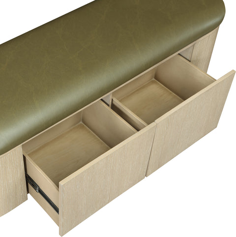 Nova Olive Vegan Leather Upholstered Storage Bench, 1 Piece