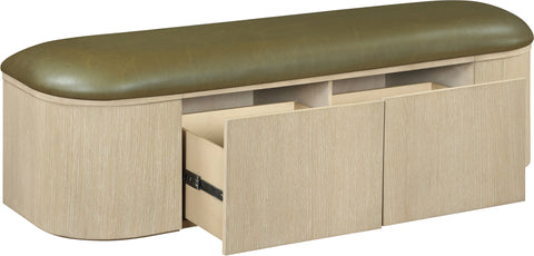 Nova Olive Vegan Leather Upholstered Storage Bench, 1 Piece