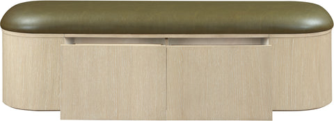 Nova Olive Vegan Leather Upholstered Storage Bench, 1 Piece