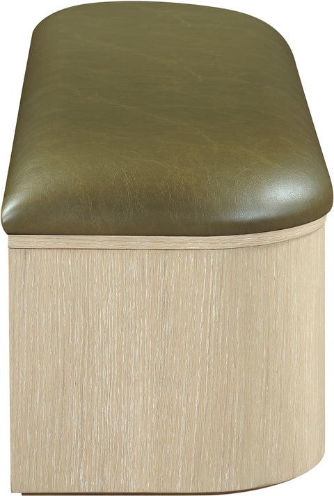 Nova Olive Vegan Leather Upholstered Storage Bench, 1 Piece