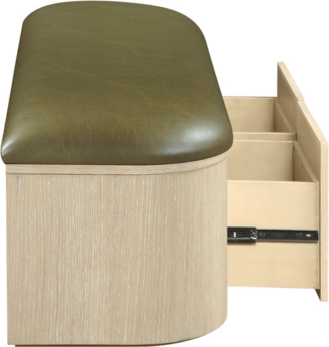 Nova Olive Vegan Leather Upholstered Storage Bench, 1 Piece