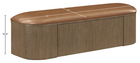 Nova Cognac Vegan Leather Upholstered Storage Bench, 1 Piece (Style 2)