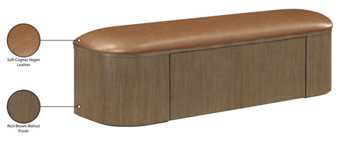 Nova Cognac Vegan Leather Upholstered Storage Bench, 1 Piece (Style 2)