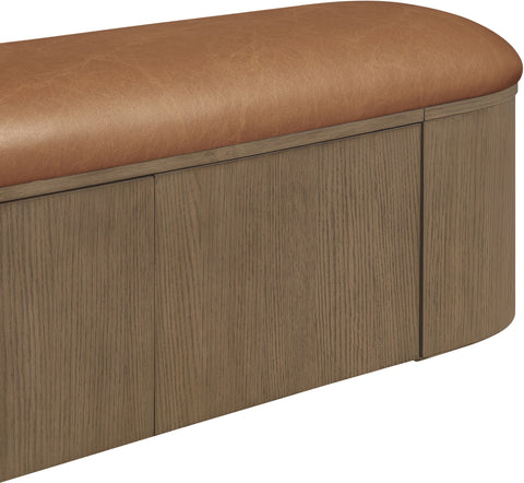 Nova Cognac Vegan Leather Upholstered Storage Bench, 1 Piece (Style 2)