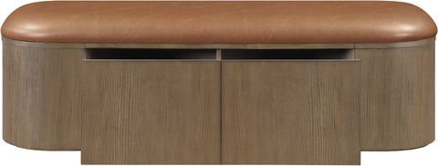 Nova Cognac Vegan Leather Upholstered Storage Bench, 1 Piece (Style 2)